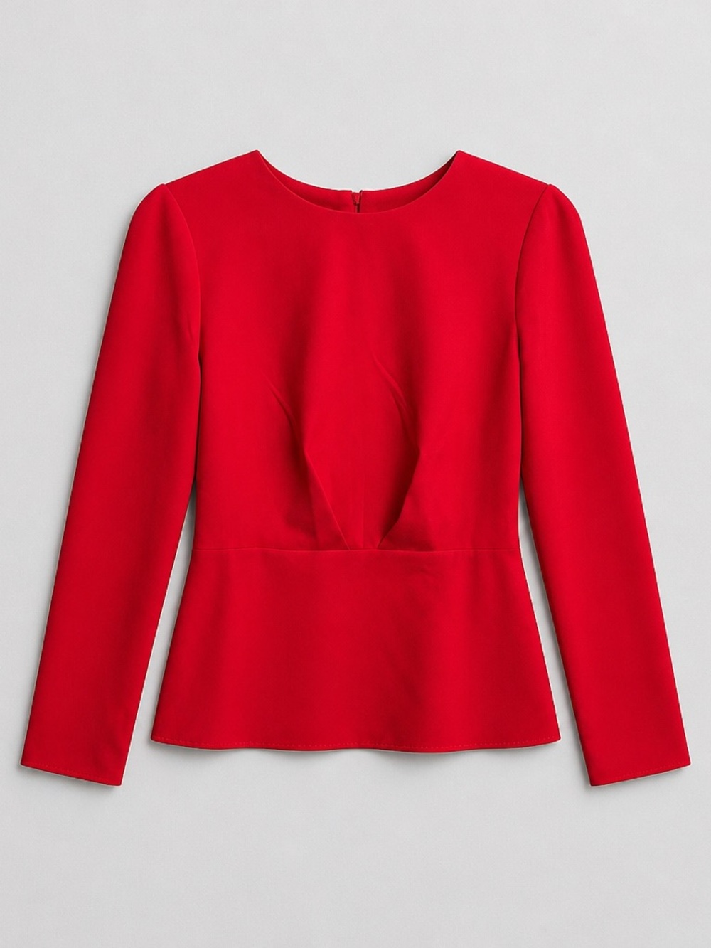 Red Long-Sleeve Peplum Top - Women